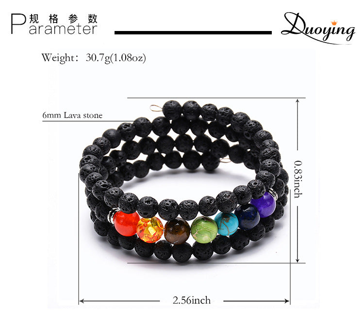 Lava Volcanic Stone Bracelet Seven Chakras