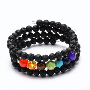 Lava Volcanic Stone Bracelet Seven Chakras