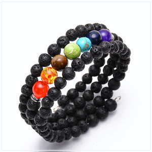 Lava Volcanic Stone Bracelet Seven Chakras