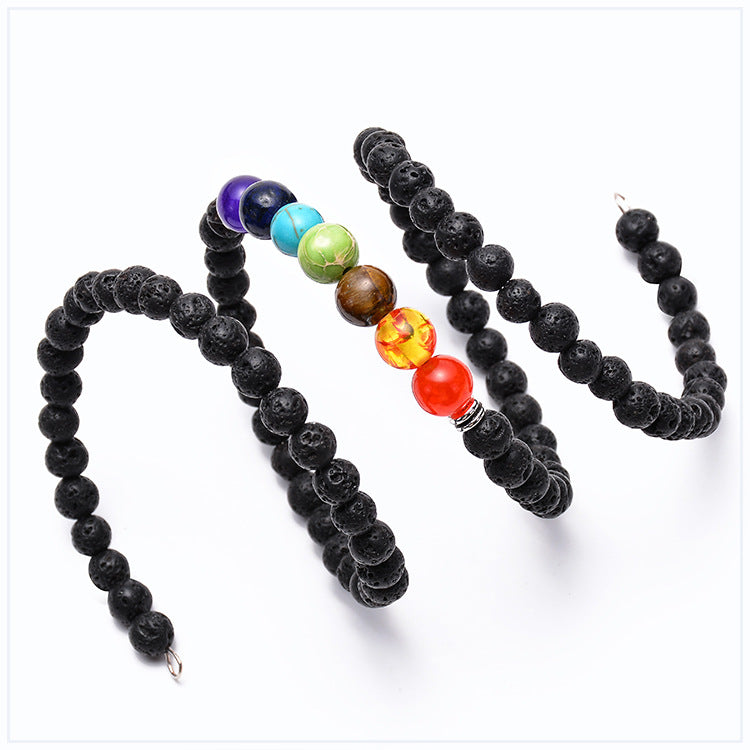 Lava Volcanic Stone Bracelet Seven Chakras