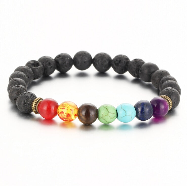 7 Chakra Lava Stone Healing Balance Bracelet